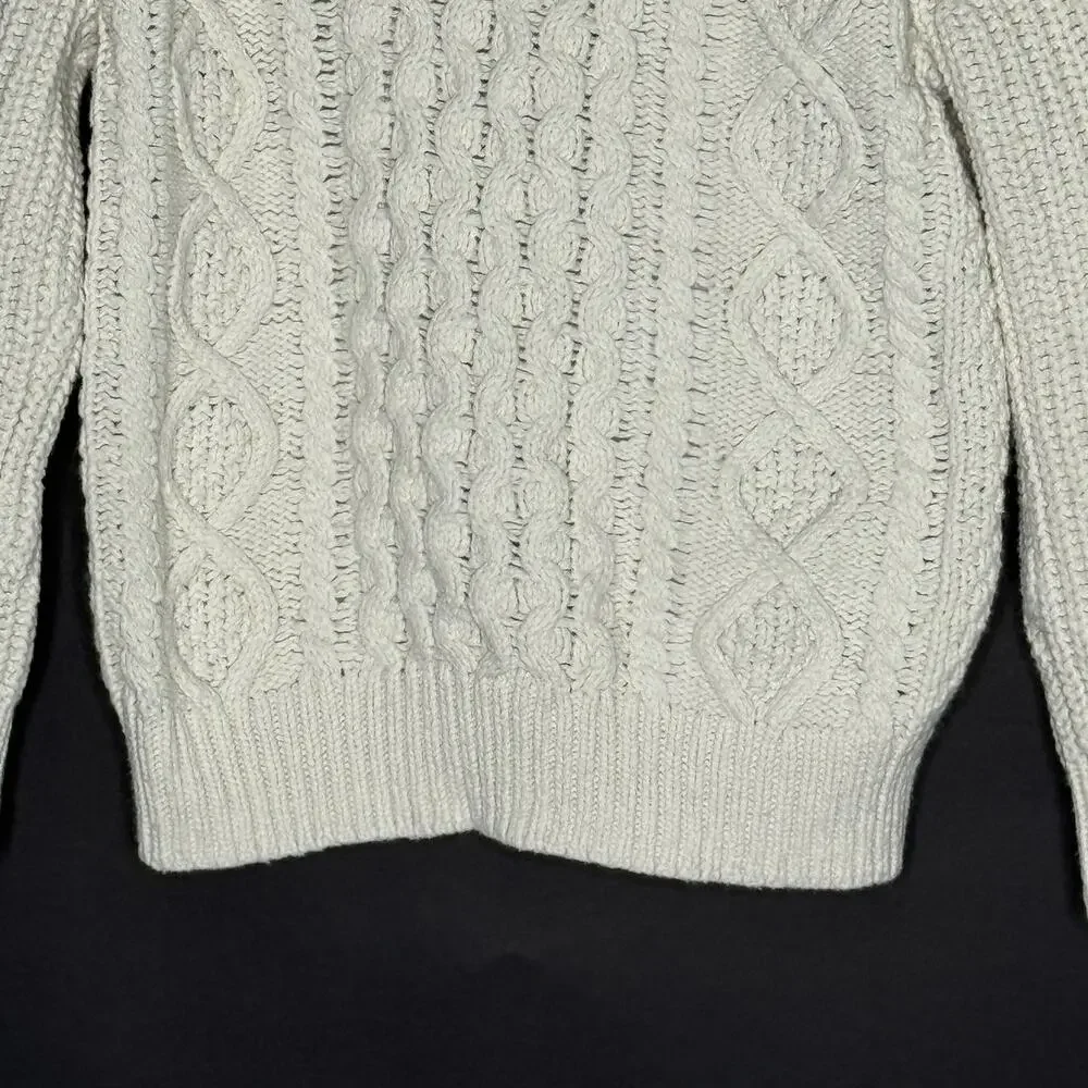 Gap XS Kids Cable Knit Crew Neck Sweater Cream Tan Long Sleeve Cotton Cabincore